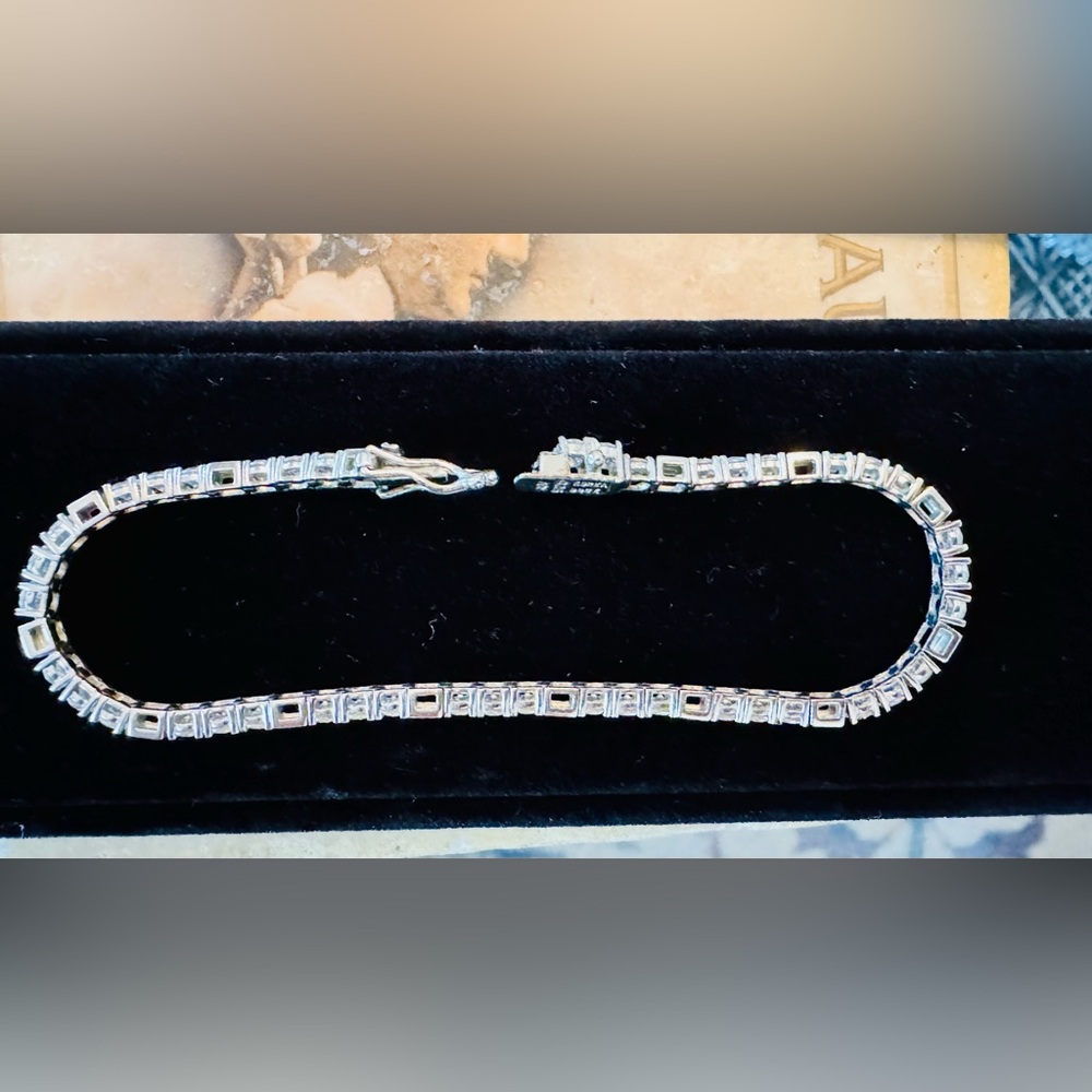 Elegant Silver and CZ Women's Bracelet - 7” - Picture 3 of 8
